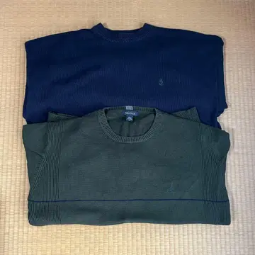 노티카 네이비 올리브 코튼 니트 세트