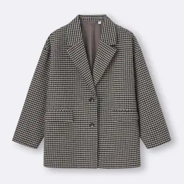 미사용 새상품 GU 멜톤 체크 하프 코트