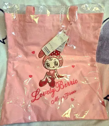 메조피아노 strawberry POPUP 사가 자수 토트백 핑크