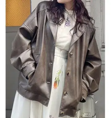 MURUA 무루아 인조 가죽 미들 자켓 브라운