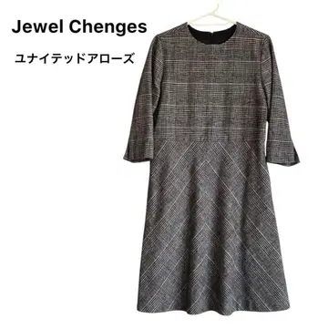 [ 현행 ] 유나이티드 애로우즈 체크 무늬 원피스 자카드 허리 배색