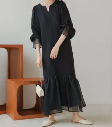 Bab 오간자 절개 맨투맨 원피스