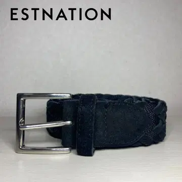 ESTNATION 메쉬 가죽 벨트 스웨이드 x 파이버 소재 블랙