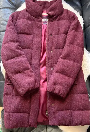 울 퀼팅 다운 자켓 버건디