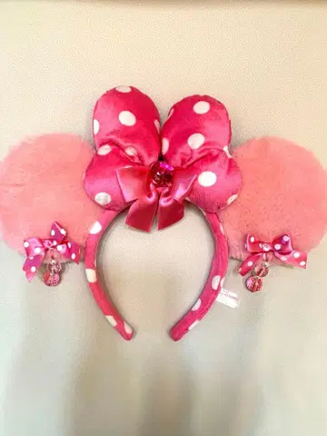 디즈니 미니 도트 핑크 머리띠 귀찌 포함