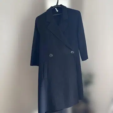 DO CLASSE 여성용 블랙 더블 브레스트 롱 코트