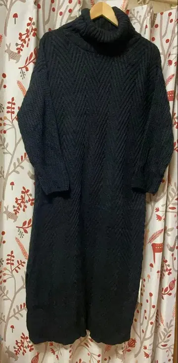 TWO FACES 터틀 니트 원피스 롱 블랙 프리 사이즈