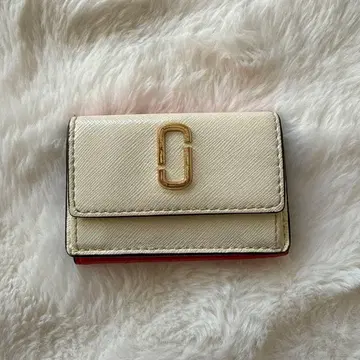 3단 폴더형 지갑 아이보리/레드