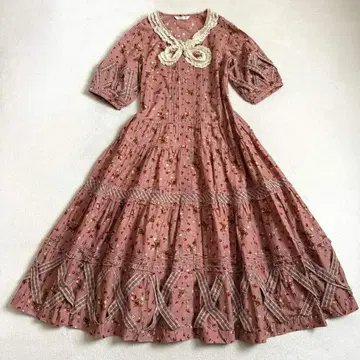 [컨디션 최상] PINK HOUSE 딸기 원피스 카라 튤 레이스