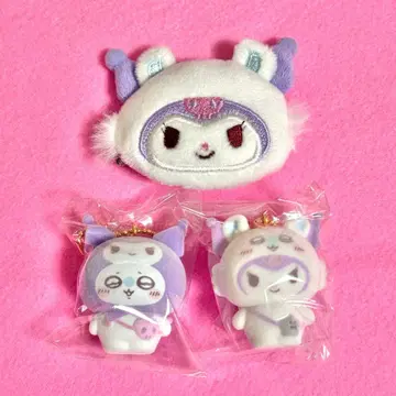 치이카와 산리오 콜라보 플로키 마스코트 헤어 클립 모몽가 쿠로미