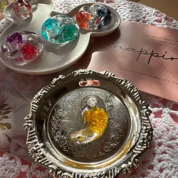 구옥 오르가나이트 옐로우 컬러 하트