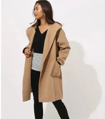 AZUL BY MOUSSY 후드 부착 베이지 롱 코트