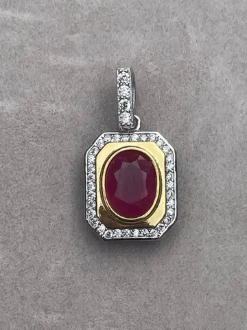 루비 x 큐빅 지르코니아 펜던트 탑 실버 925