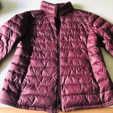 와인 레드 도트 무늬 퀼팅 다운 자켓 XL
