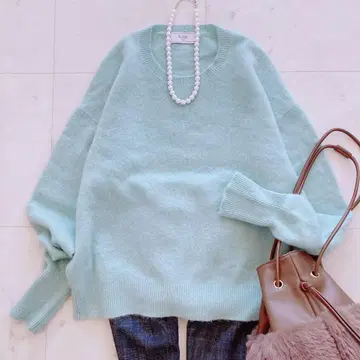 새상품급 슬로브 이에나 캐시미어 크루넥 풀오버 그린 캐시미어 100