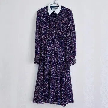 키미지마 네이비 도트 무늬 긴팔 원피스 9호