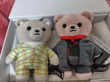 주논 봉제 인형 핑크 그레이 2체 세트