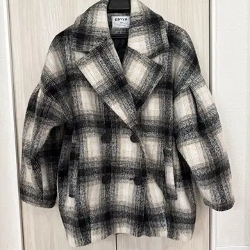 ENVYM 턱 슬리브 코쿤 CT 체크 코트