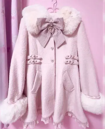 LIZLISA 비쥬 리본 미니 A라인 코트 핑크