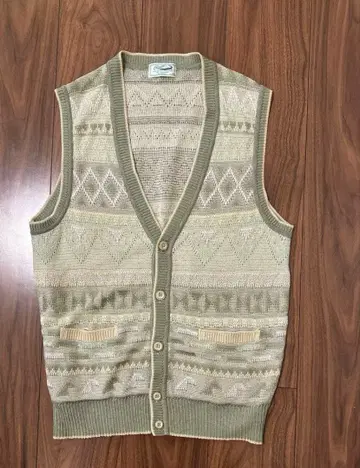 크로커다일 V넥 니트 베스트 가디건 L 사이즈 아가일