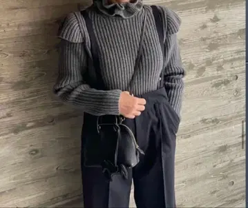 cygne 리브 프릴 니트 [ 그레이 ]