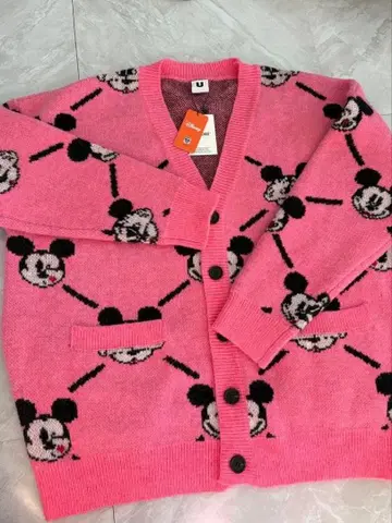 미키 핑크 가디건 두꺼운 원단 미사용 새상품