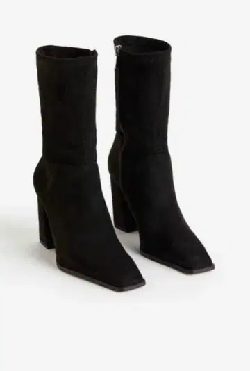 미사용 새상품 H&M 블랙 스웨이드 스퀘어토 부츠 40