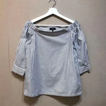 Theory 오프숄더 블라우스 셔츠 스트라이프 7부 소매 블라우스