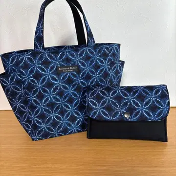 일본풍 패턴 프린트 토트백 멀티 파우치 세트 핸드메이드