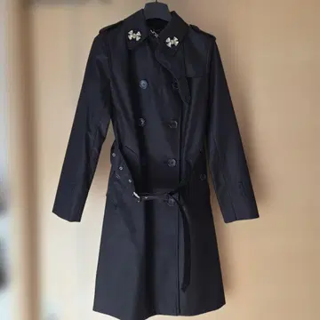 블랙 더블 브레스트 트렌치코트