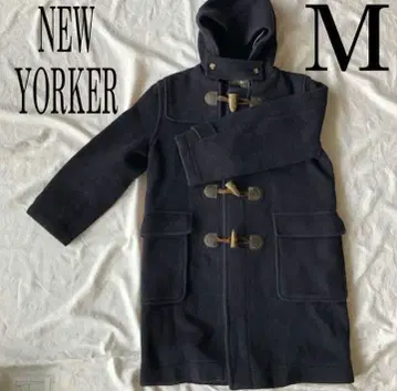 뉴요커 [ M ] 남성용 더플 코트 네이비 울 체크