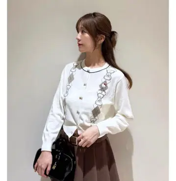 SNIDEL 스나이델 [ HELLO KITTY ] 아가일 가디건