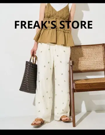 FREAK'S STORE WEB 한정품 시어 미니 꽃무늬 자수 루즈 팬츠