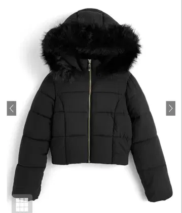 GRL 2Way 후드 부착 퍼 다운 자켓 블랙