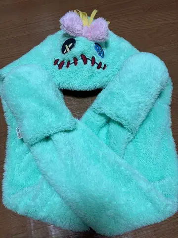 디즈니 스티치 스크램프 후드 부착 머플러