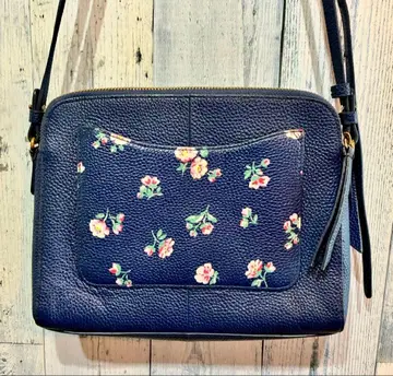 캐스키드슨 숄더백 네이비 꽃무늬