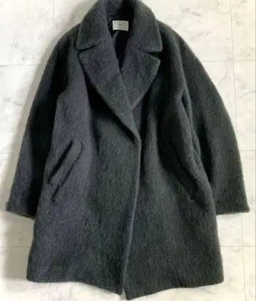 새상품급 이에나 울 모헤어 샤기 코트 그레이 38 모헤어