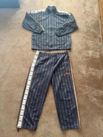 Puma 스트라이프 저지 세트 그레이 S-M