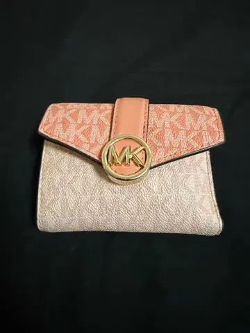 MICHAEL KORS 3단 폴더형 지갑 핑크/베이지