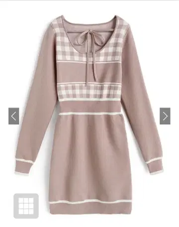 체크 무늬 니트 원피스