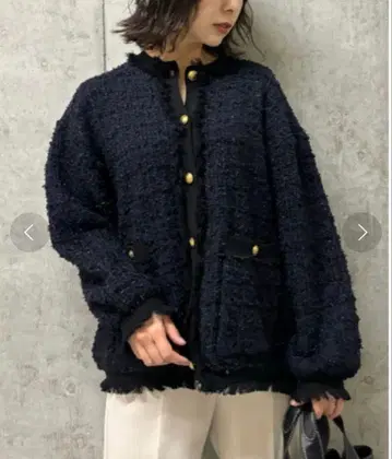 미라 오웬 트위드 니트 자켓 가디건 트위드