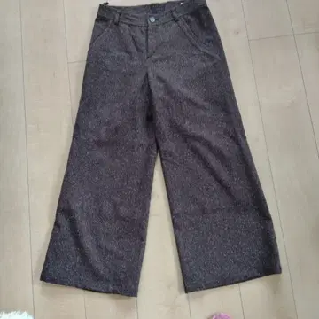 브라운 트위드풍 와이드 팬츠