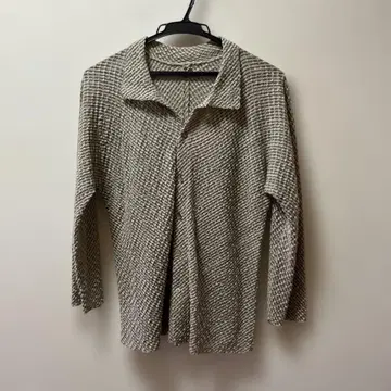 요건 레일 블라우스 베이지 브라운 계열 실크