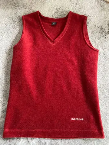 Montbell 플리스 V넥 베스트 S 레드