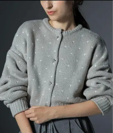 willfully 하트 도트 자카드 니트 가디건