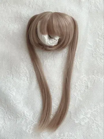 딜러님 제작 8-9인치 인형 가발 트윈 테일 브라운 갈색