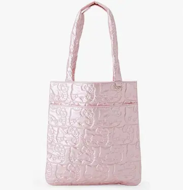 키티 엠보싱 가공 토트백 핑크