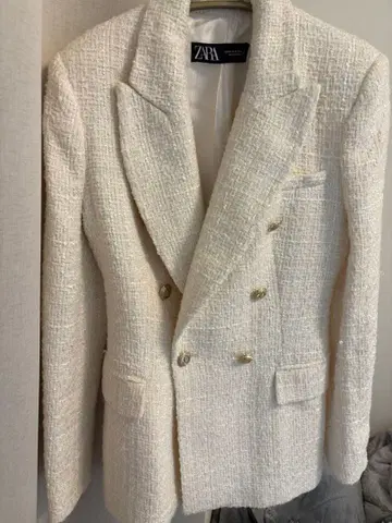 ZARA 화이트 더블 브레스트 자켓 XS