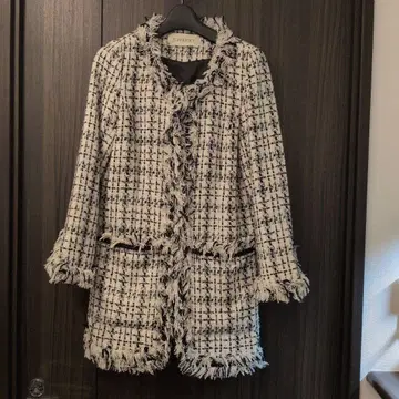 노카라 트위드 자켓 화이트/블랙