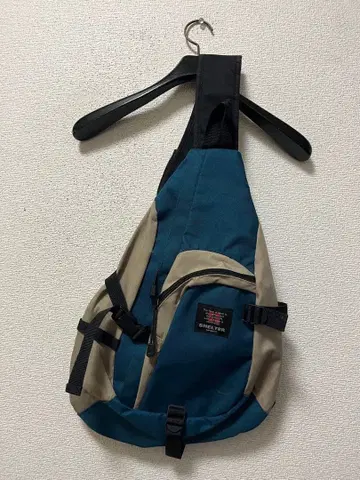 00s 쉘터 스포츠 슬링백 / 베이지 x 파랑 원 숄더 y2k